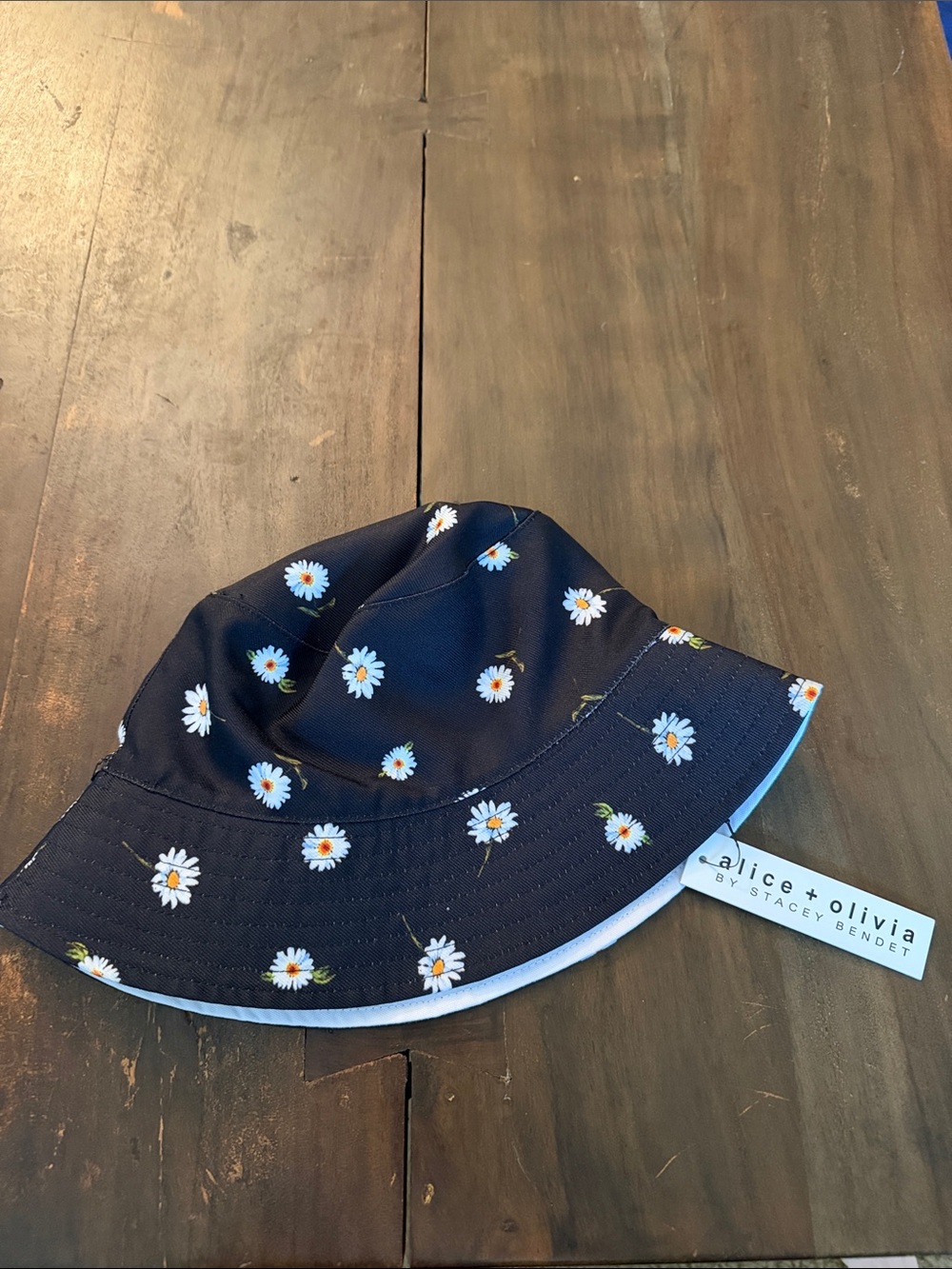 Alice + Olivia Navy Daisy Bucket Hat
